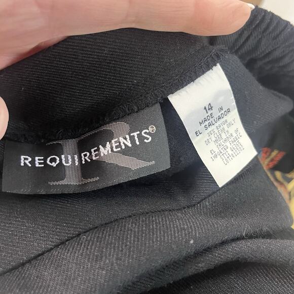 Requirements Long Boho Western Skirt Black Gold Red Fringe Faux Wrap Sz 14 - Picture 9 of 9